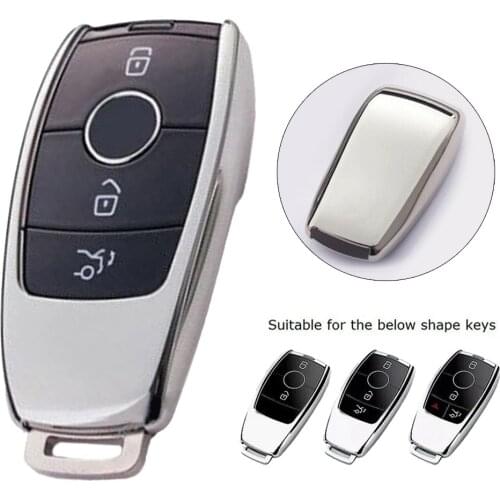 Silver Key Cover Case For Mercedes A C E S G Class CLS GLC GLE 2 3 4 Button TPU Key Shell Key Chain