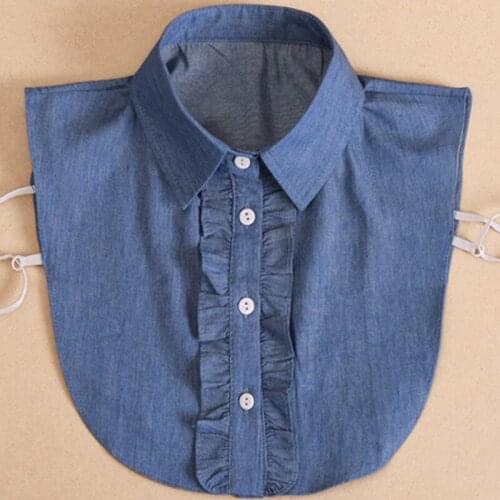 Denim shirt collar Korean wild lace Heavy bird embroidery necklace false Collar neck Women Detachable striped lace decoration