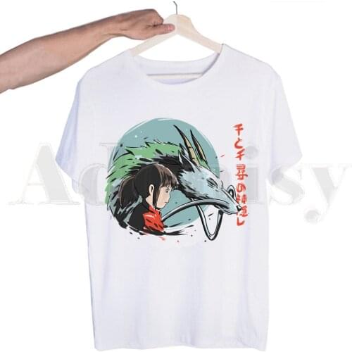 Japan Anime Cartoon Spirited Away Miyazaki Hayao Tshirts Men Fashion Summer T-shirts Tshirt Top Tees Streetwear Harajuku Funny