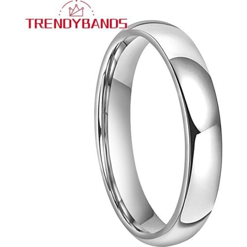 4MM Tungsten Carbide Rings Mens And Women Anniversary Gift Wedding Band Domed Polished Shiny Comfort Fit