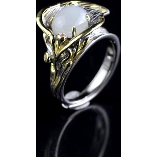 S925 sterling silver Seiko open Calla Hetian ring