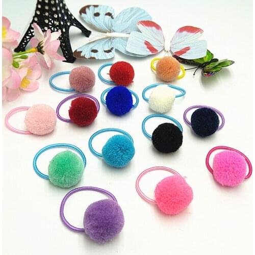 Hot 1pc/lot 1 Inch Cute Ponytail Rope Headdress Headwear Fur Ball With Elastic Band Ribbon Accessories Headband DIY
