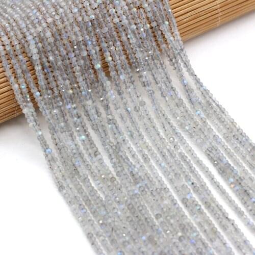 Hot Sale Natural Faceted Flash Labradorite Stone Beads for Jewelry Making Bracelet Necklace Accessories Women Gift Size 3x2mm