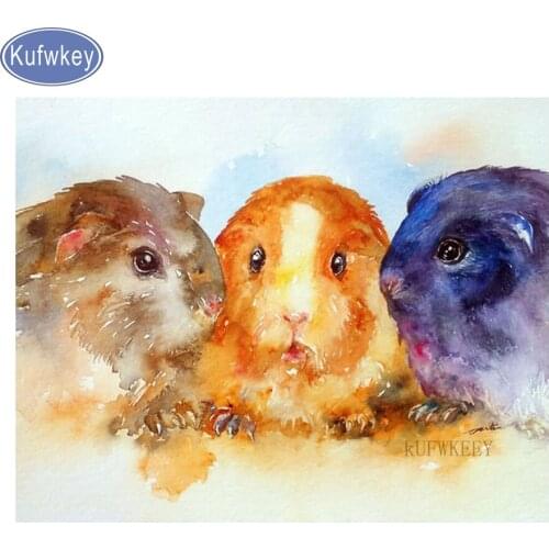 Kufwkey mosaic cute guinea pig diamond painting Cross Stitch,animal diamond Embroidery Full square/round stones display Crafts