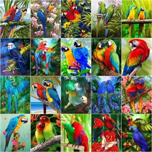 CHENISTORY Painting By Numbers Parrot For Kids Gift Diy Handpainted Painting By Numbers Animal Home Decoration Wall Art