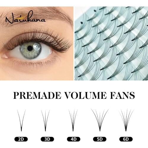 NATUHANA 2D 3D 4D 5D 6D Pre Made Russian Volume Fan Eyelash Extension Russian Volume Premade Fans Cilios Lashes Extension