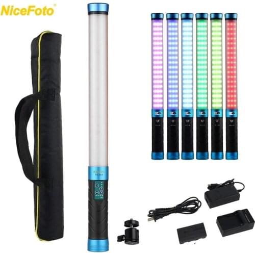 Nicefoto Handheld Bi-Color RGB Led Light Wand TC-288 3000k-9000k Light Bar Magic Tube Light CRI 95+ With Battery Travel Charger