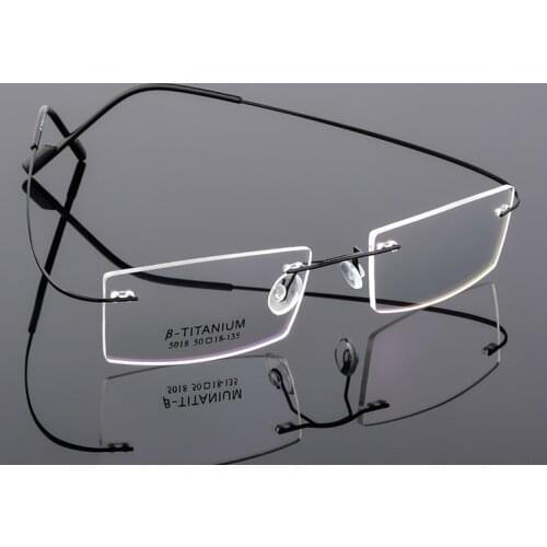 Eyesilove Unisex Square rimless myopia glasses fashion Glasses prescription eyeglasses ultra-light from -0.50 to -6.00