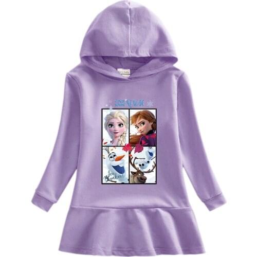 Disney Frozen Autumn Foreig Trade Girl Hoodie Dress Cartoon Baby Winter Cotton Skirt