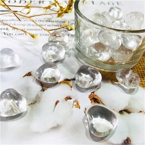 Natural gemstone clear quartz heart shaped folk crafts crystal stone for gifts