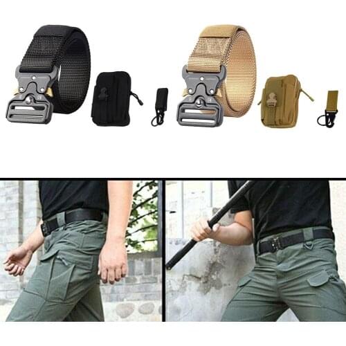 Men Nylon Belt Tactical Military Quick Release Buckle Nylon Webbing Waist Strap Camping Expedition Waistband Belts