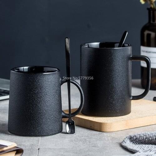 Nordic Luxury Tea Coffee Mug for Man Office Black Ceramic Coffee Cup Simple Vintage Taza Water Bottle Home