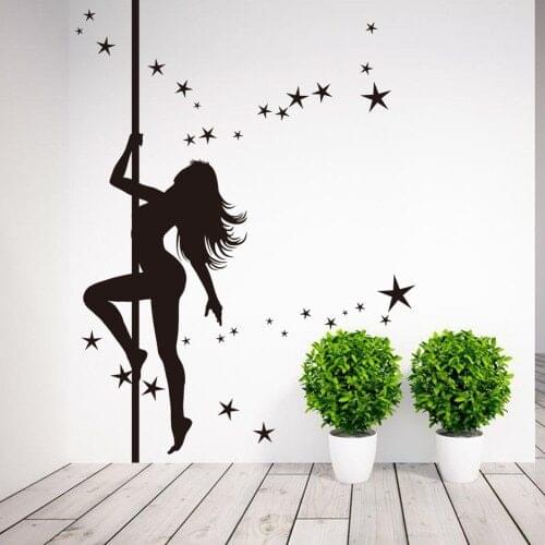 Removable vinyl wall stickers for home decor wall paper for pole dance girl free shipping