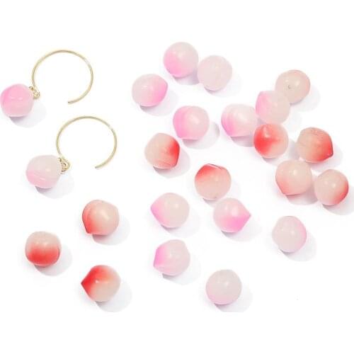 2pcs Half Hole Peach Beads Multi Gradient Color Lampwork Glass Beads For DIY Earrings Necklace Jewelry Making Handicrafts