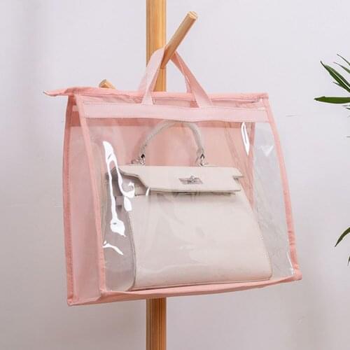 Handbag Storage Organizer Dust Cover Bag Transparent Anti-dust Purse Storage Bag for Hanging Closet with Zipper and Handle