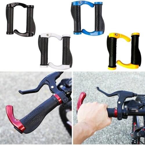 Bicycle Grip Handlebar End Cap Aluminium Alloy Lock Mountain Handle Bar Grip Trek Bike Anti-Skid Rubber Bicycle Skid-Proof Grips