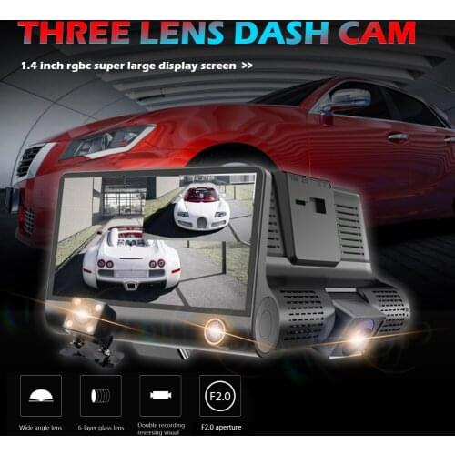 1080P Dual Lens Dash Cam 4 Inch DVR Wide Angle Display Dashboard Camera Automatic Loop Coverage With Rear View Camera