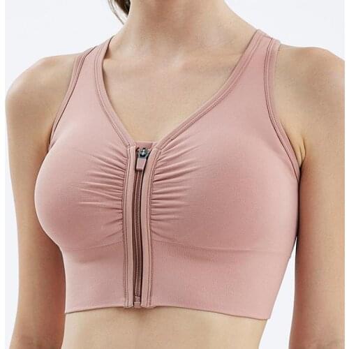 WHOUARE Women Fitness Sport Bra Yoga Gym Essentials Front Zipper Bra Without Bones Crop Top Shockproof Women Yoga Sport Bra
