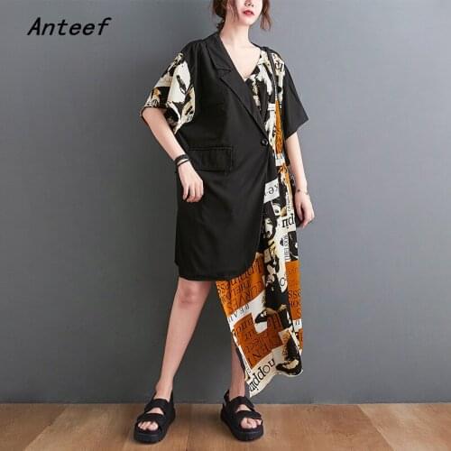Short sleeve plus size irregular dresses for women casual loose long summer blazer dress elegant clothes 2021 sundress