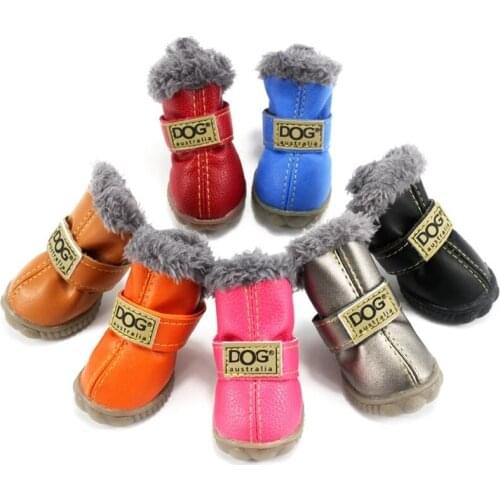 Winter Pet Dog Shoes Warm Snow Boots Waterproof Fur 4Pcs/Set Small Dogs Cotton Non Slip XS For Pug Pet Product