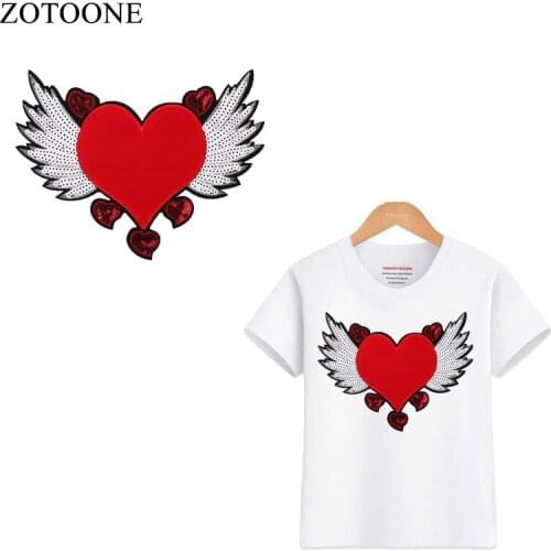 ZOTOONE Heart Wing Jewelry Patches for Clothing Accessory Colorful Wings of Sequin Patch Appliques with Glue Jacket Ornaments H