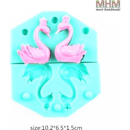 1set Food-grade Silicone Soap Mold Kitchen Fondant Cooking Tools 3D Swan Shape Baking Stencil Cake Mold Chocolate Candy Stand