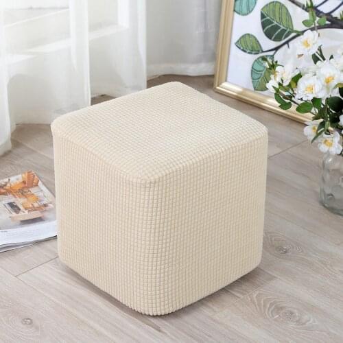 10'-13' Stretch Plush Square Ottoman Footstool Slipcover Washable Polyester Furniture Cover Sofa Pleda Case Protector