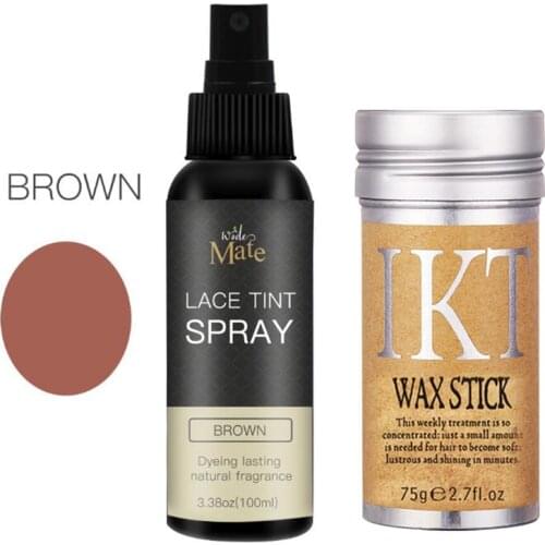 100ml Lace Tint Spray for Wig Dark Brown Middle Brown Light Brown+ 75g hair wax stick Lace Wig Adhesive Hair Bonding Glue