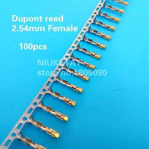 100pcs 2.54mm Female Dupont reed Dupont Jumper Wire 2.54 Dupont languette Connector Terminal Pins Crimp