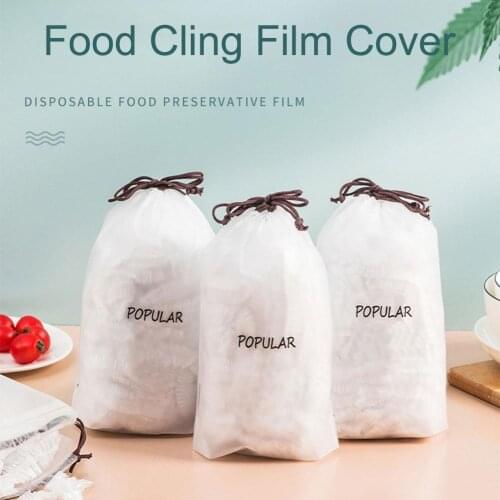 100 Pieces Of Disposable Food Self-sealing Plastic Wrap Cover Household Plastic Packaging Lid Airtight Preservation Lid