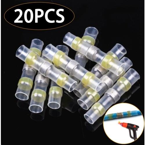 20PCS AWG12-10 Solder Seal Heat Shrink Wire Connectors Waterproof Electrical Connector Car Accessories Cable Terminal Yellow