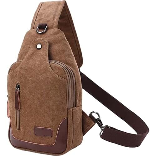 2020 new mens chest bag mens canvas bag Korean version of the trendy color casual sports bag storage bag Cell Phone Pocket