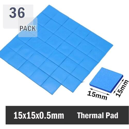 36 pcs 15mm x 15mm x 0.5mm 0.5mm CPU SMD DIP IC Chip Silicone Thermal Pad