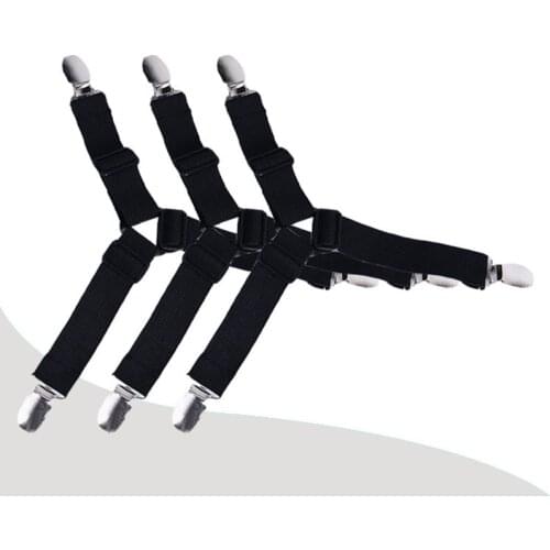 4Pcs Three-Head Clamp Elastic Adjustable Quilt Cover Fixing Tool Holder Bed Sheet Clip Mattress Fasteners Slip-Resistant Belt