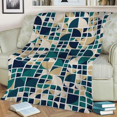 Abstract Geometric Pattern 3D Printed Velvet Plush Throw Fleece Blanket Bedspread Sherpa Blanket Home Decora