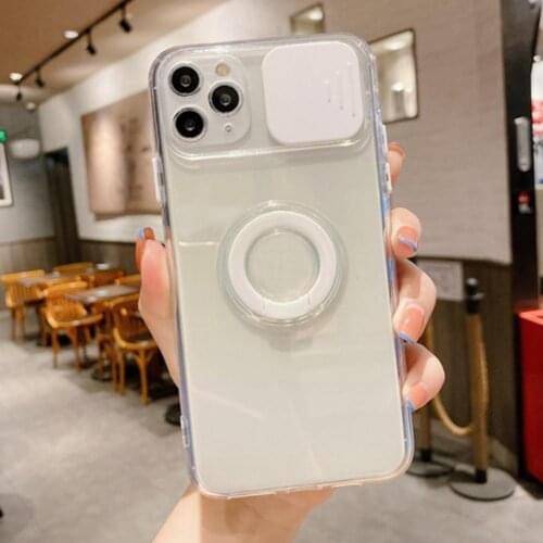 Colorful push window ring shell FOR iPhone 12 Sliding Cover Lens Protection Phone Case FOR 12 Pro Max Soft Transparent Case