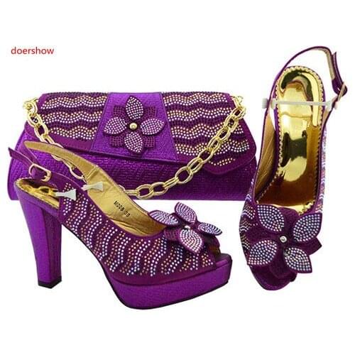 Doershow African Shoes and Matching Bags Italian Women Shoes and Bag Set In Italy Nigerian Women Wedding Shoes and Bags SGF1-48