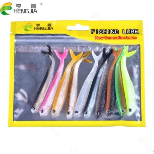 HENGJIA 10pcs/lot 8.5cm 2.6g Soft Lure Wobblers Artificial Bait Silicone Fishing Lure Sea Bass Carp Fishing Lead