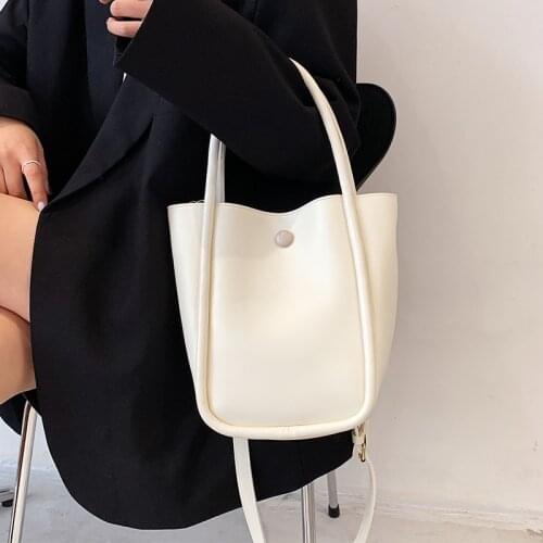 Small Bucket Shoulder Crossbody Bags for Women Luxury Soft Leather Top-handle Messenger Bag Ladies Simple White Handbags Sac New