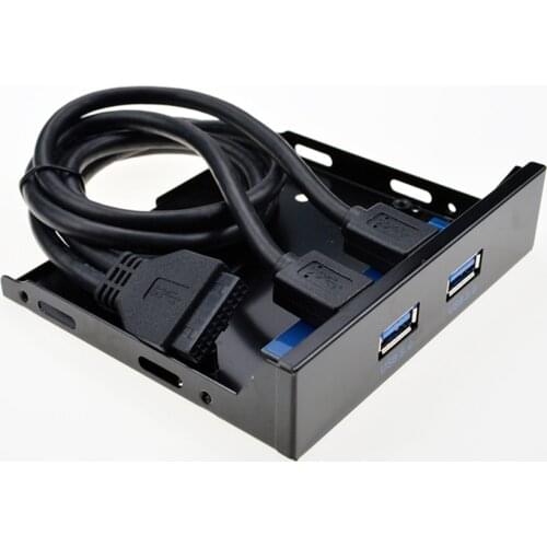 USB 3.0 2-Ports Metal Front Panel USB Hub with 20 Pin Connector & 55cm Adapter Cable Front Panel Expansion Bay to Motherboard
