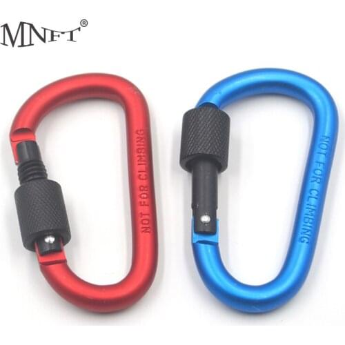 MNFT 1Pcs Aluminium Alloy Fishing Bag With Safe D-type Lock Carabiner Fishishing Tools Carabiner Climbing Hanging Buckle
