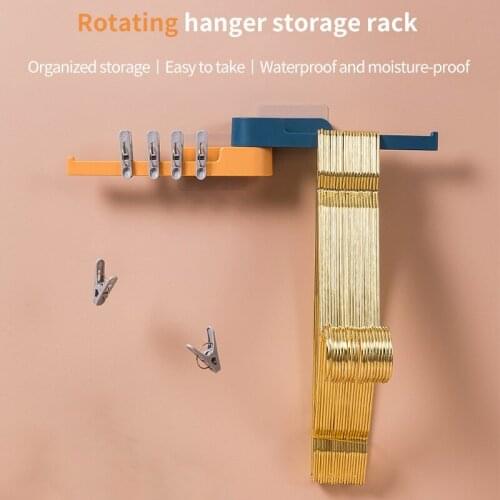 Multifunction Rotatable Rack Punch-Free Bathroom Bedroom Organizer Shelf Kitchen Towel Clip Accessories Foldable Hanger Storage