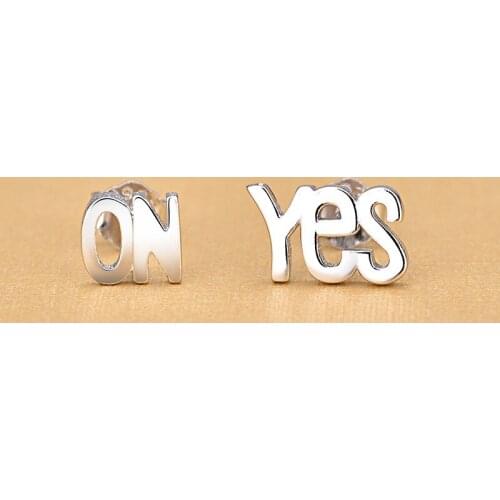 Fashion Irregular 925 Sterling Silver Letter YES & No Stud Earrings Jewelry 2020 Gifts