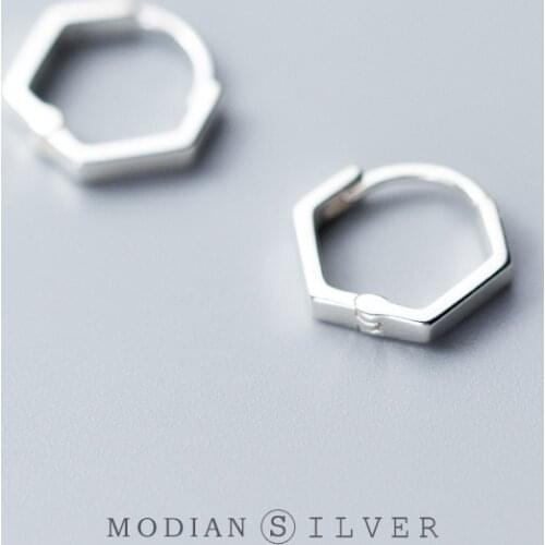 Modian 2021 New 925 Sterling Silver Geometric Simple Rose Gold Color Hoop Earrings for Women Girl Korean Style Fine Jewelry