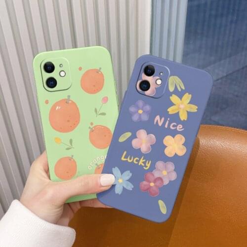 Orange Liquid Silicone Case For iPhone 12 Pro Mini 11 Pro Max X XR XS MAX SE2020 8 8Plus 7 7Plus 6 6S Plus Soft Phone Back Cover
