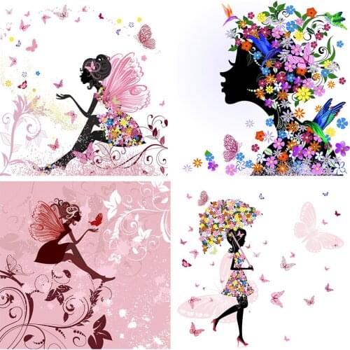 Butterfly Girls DIY Diamond Paintings Embroidery Pattern Color Floral Handcrafts Home Decors 3d Cross Stitch Kits Wall Stickers