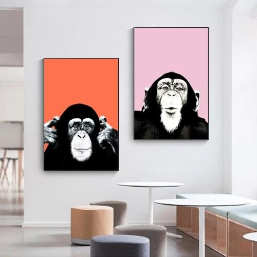 Funny Monkey Pictures Abstract Animals Wall Art Canvas Poster and Prints Modern Living Room Bedroom Humor Paintings Home Decor