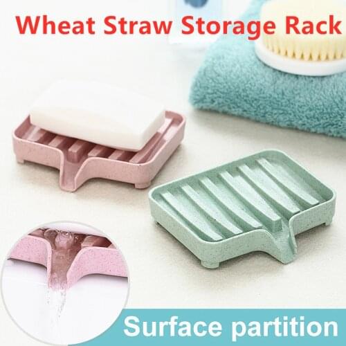 2021 New Soap Dish Plate Holder Sponge Holder PP Wheat Straw Storage Rack Drain Soap Box Tray Soapbox Shower Soap Tray Tools