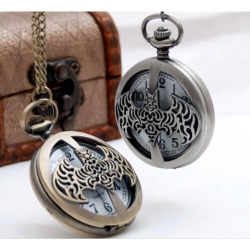 New Bronze white bone antique bat pocket watch Pendant Wholesale price Fast Shipping