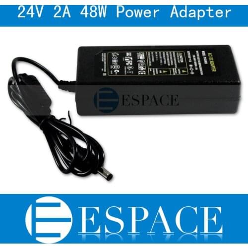 New 24V 2A 48W Power Supply AC 100-240V to DC Adapter For 3528 5050 Strip LED with US/EU plug free shipping